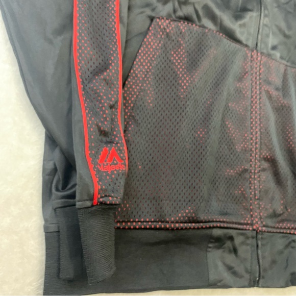 Majestic Boston Red Sox Full Zip Jacket Black Red Mesh Embroidered Men Med Tall - Picture 5 of 9